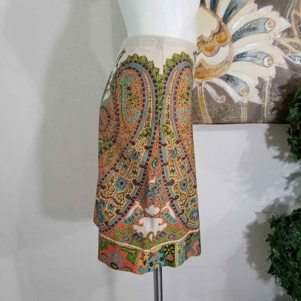 Tommy Hilfiger Paisley Art Deco Pencil A-Line Skirt Multi-Color Size 4 - Picture 5 of 13